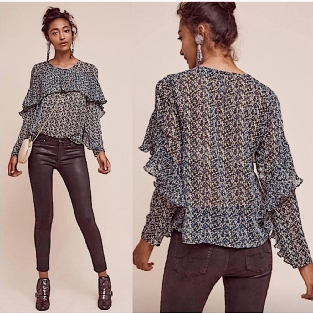 Anthropologie Sunday in Brooklyn Forget me not top blouse L